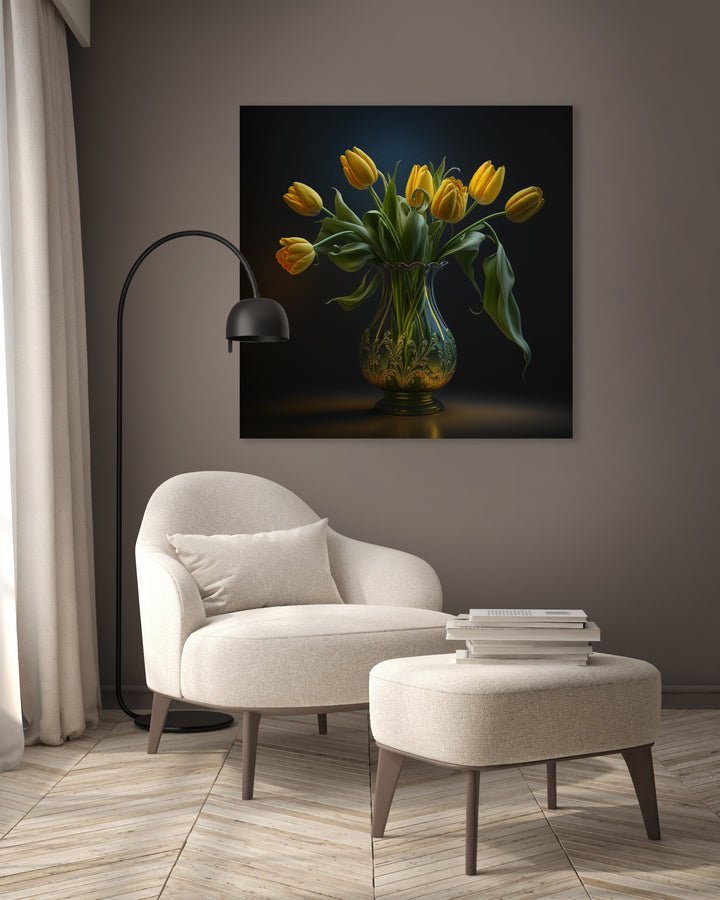 Vaas met gele tulpen - René Ladenius Digital Art