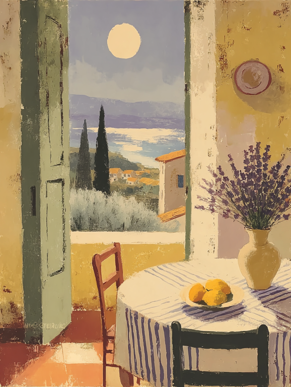 Moonlit Mediterranean View