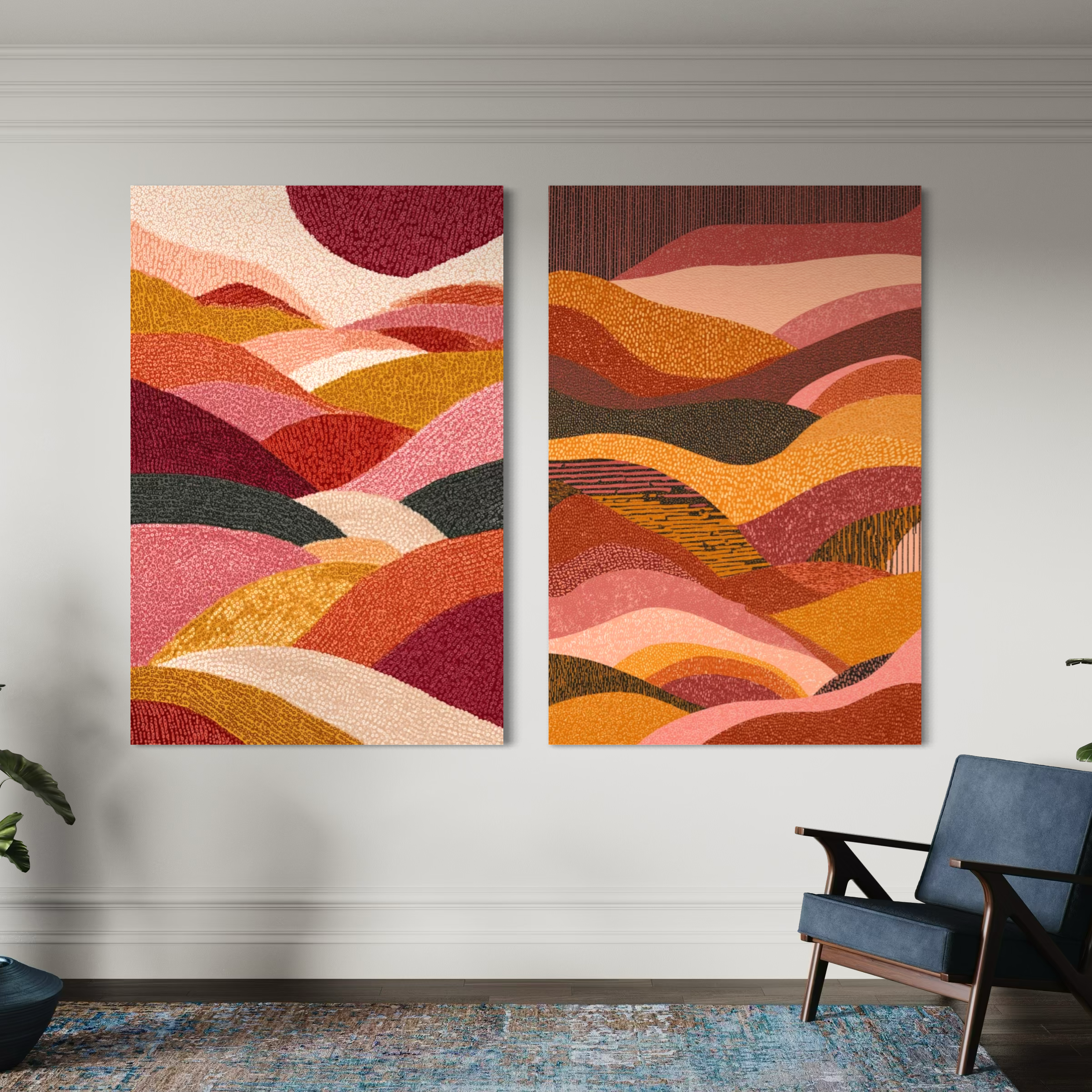 Rolling hills at dusk & Rolling earth tones