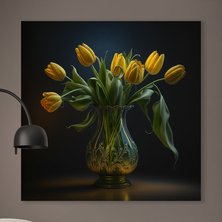 Vaas met gele tulpen - René Ladenius Digital Art