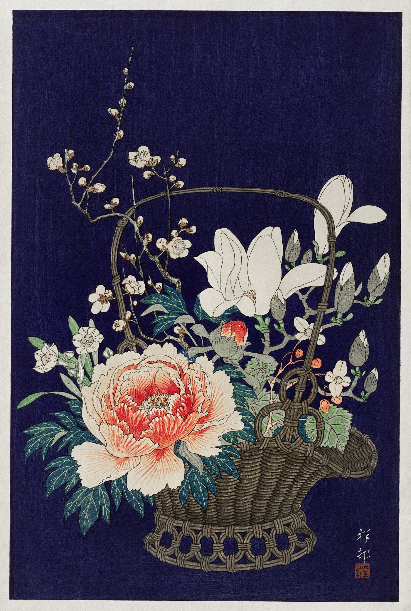 Blumenkorb aus Bambus (1932) von Ohara Koson