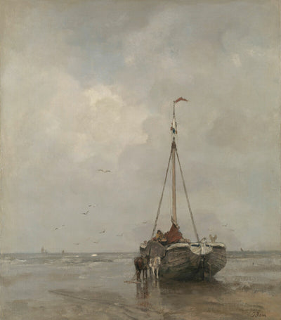 Bomschuit am Strand von Scheveningen, Jacob Maris, um 1885