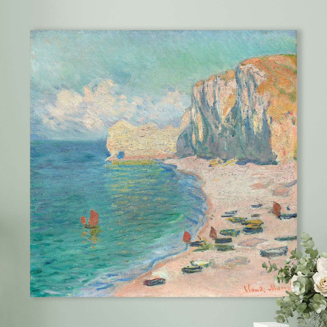 Claude Monet - Der Strand und die Falaise d'Amont