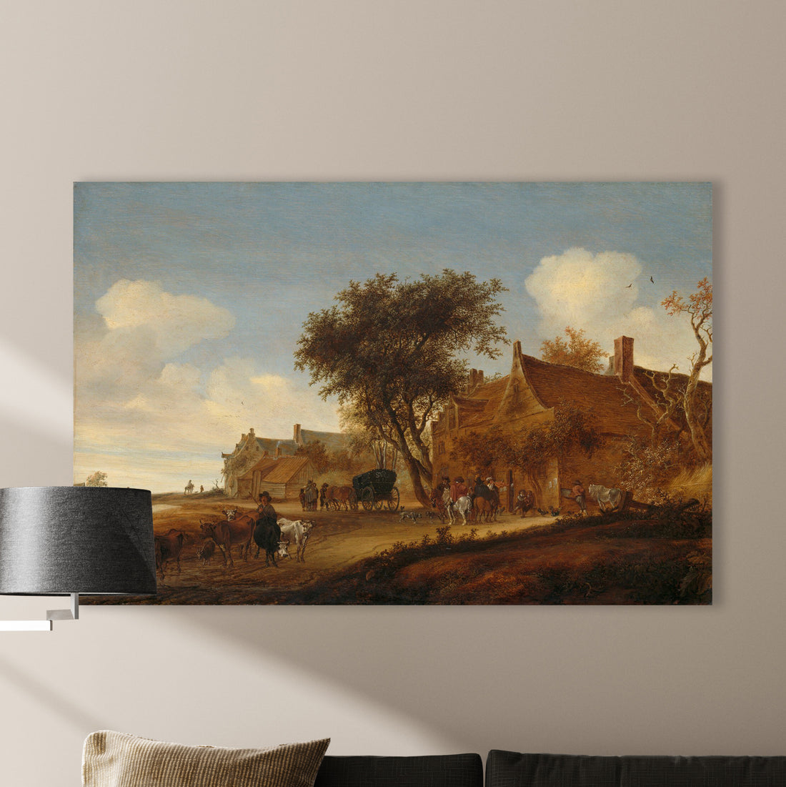 Dorfgasthaus mit Wagen, Salomon van Ruysdael, 1655