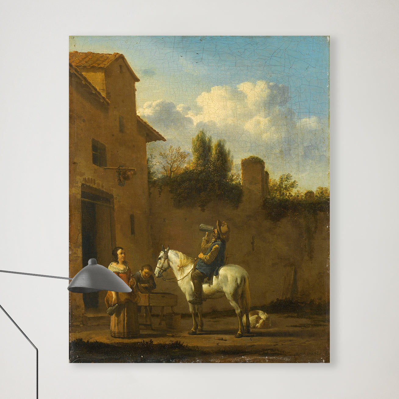 Trinkender Trompeter zu Pferd, Karel du Jardin, 1650 - 1660