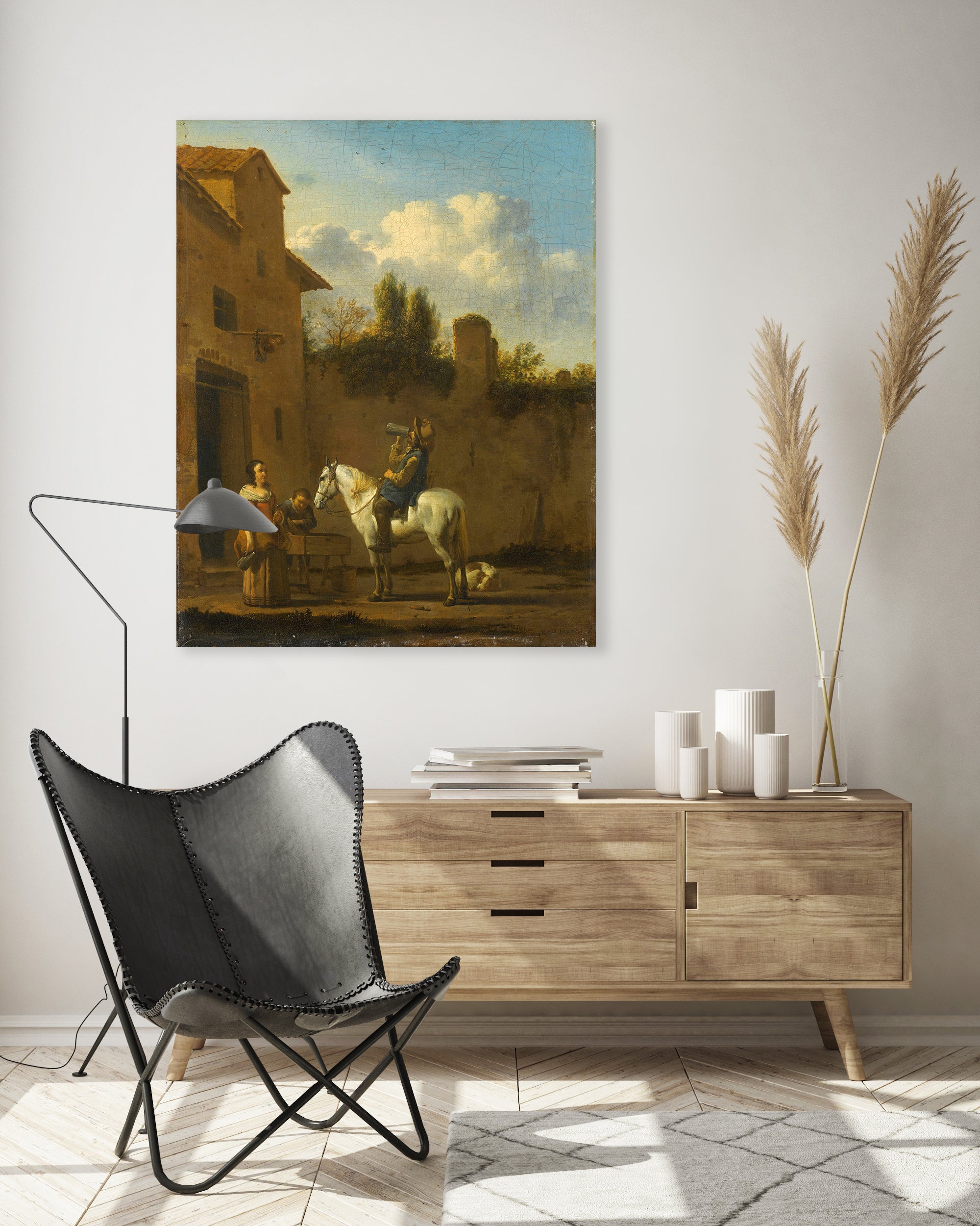 Trinkender Trompeter zu Pferd, Karel du Jardin, 1650 - 1660