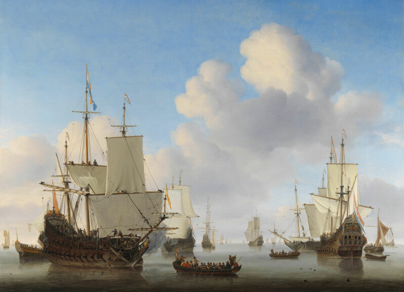 Niederländische Schiffe auf ruhiger See, Willem van de Velde (II), ca. 1665