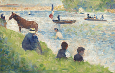 Pferd und Boote (Studie für Badende in Asnières) (ca. 1883-1884) von Georges Seurat