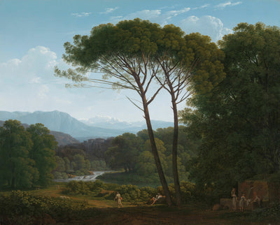 Italienische Landschaft mit Kiefern, Hendrik Voogd, 1795