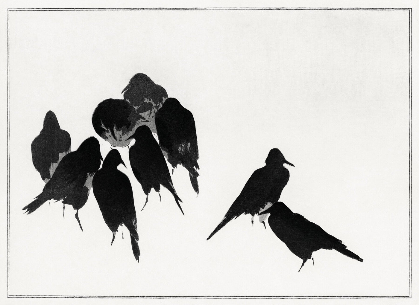 Japanische Krähen, Illustration aus Seitei Kacho Gafu (1890-1891) von Wantanabe Seitei