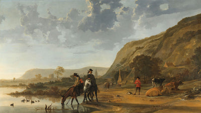 Flusslandschaft mit Reitern, Aelbert Cuyp, ca. 1653 - 1657