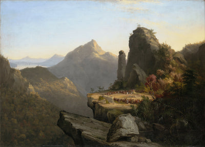 Szene aus "Der letzte Mohikaner" Cora kniet zu den Füßen von Tamenund - Thomas Cole