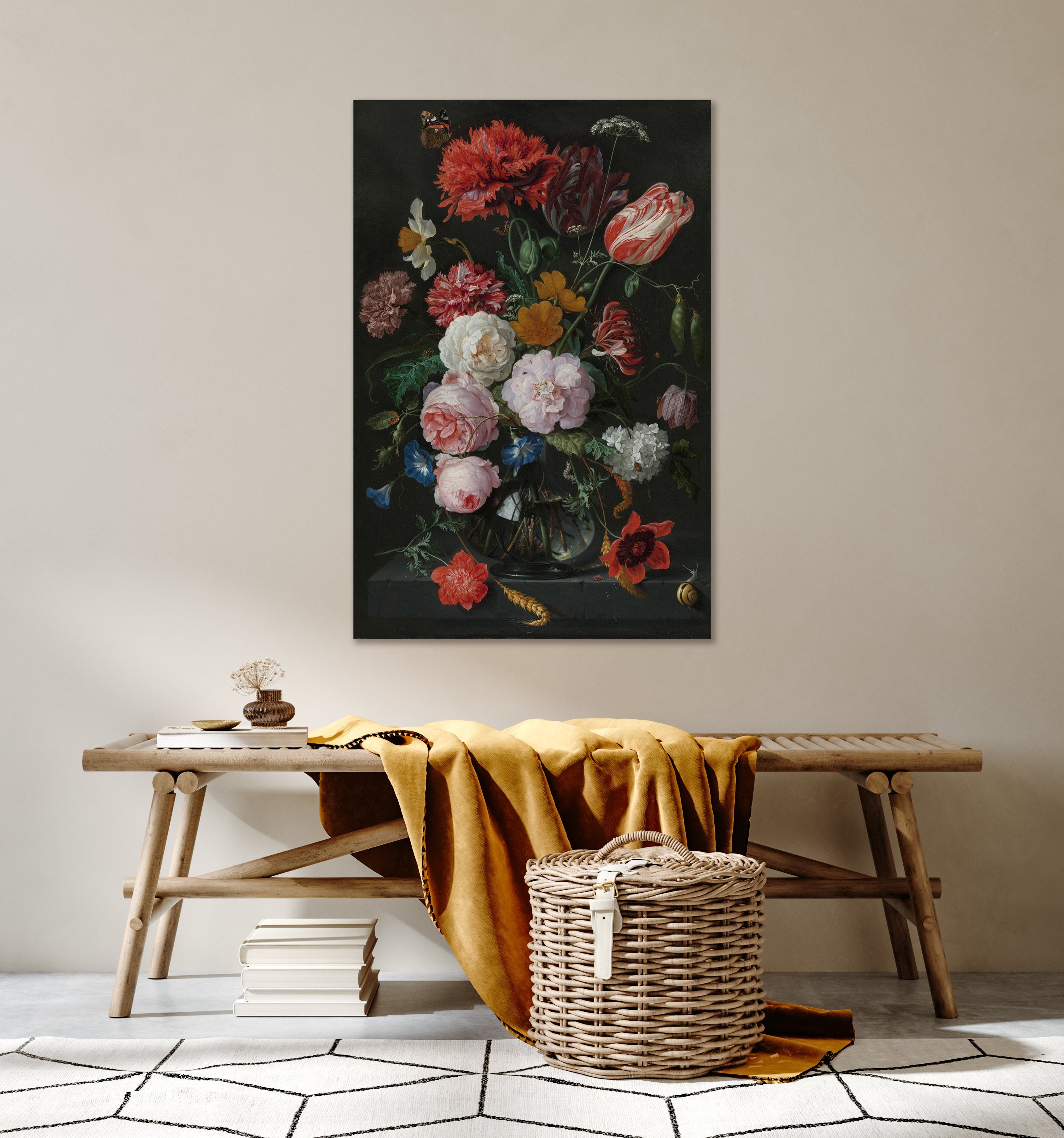 Stilleben mit Blumen in einer Glasvase, Jan Davidsz. de Heem, 1650 - 1683