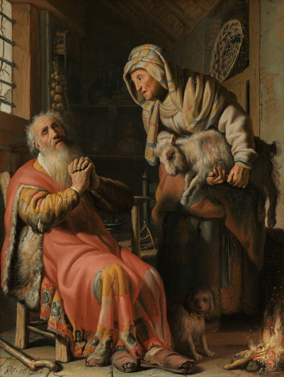 Tobit und Anna mit der Ziege, Rembrandt van Rijn, 1626
