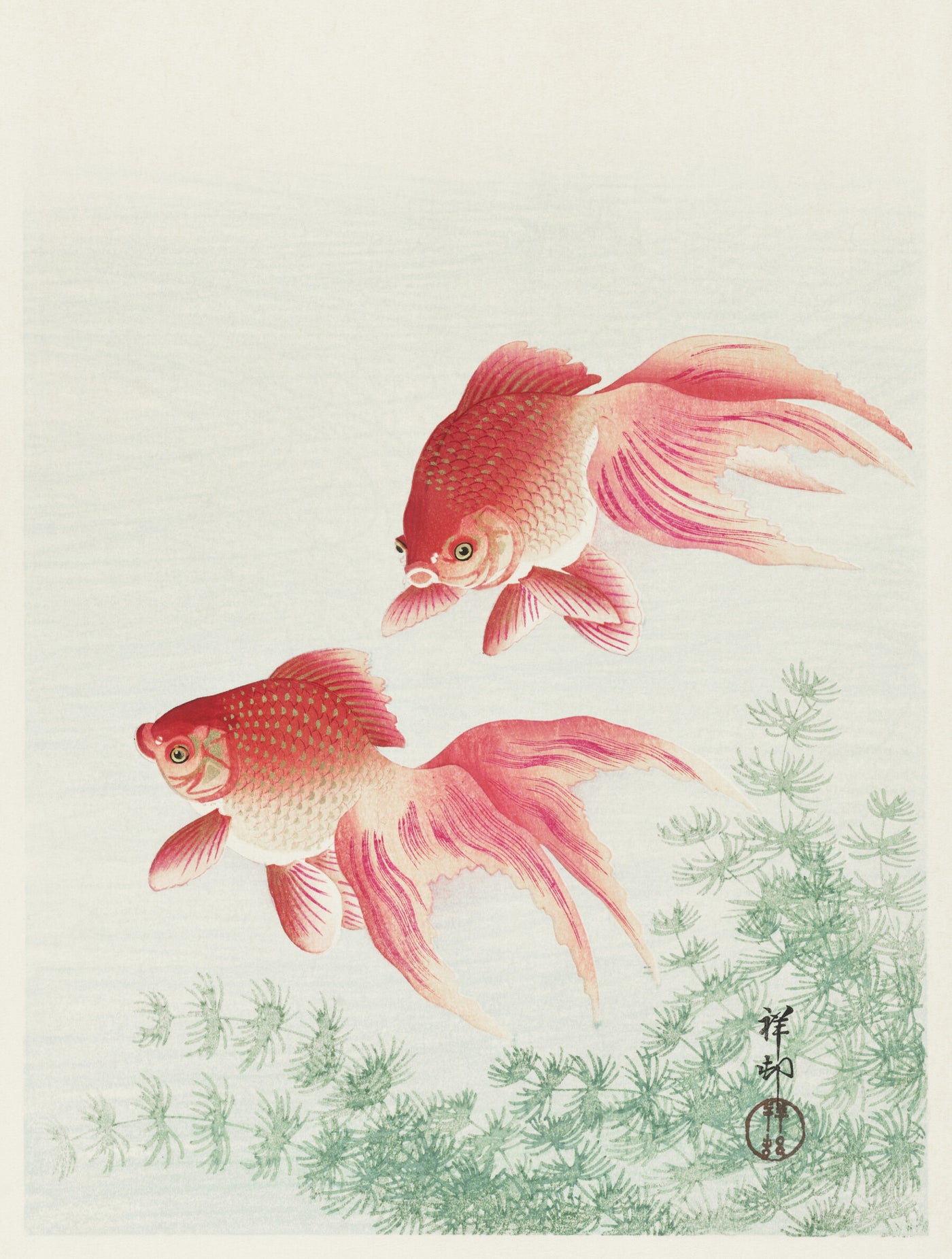 Zwei Schleiergoldfische (1926) von Ohara Koson
