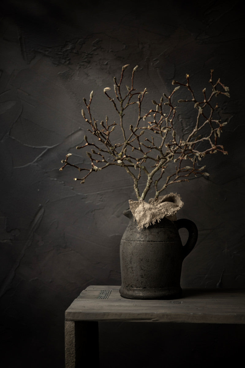 Donker stilleven met magnoliatak in kruik - Mayra Fotografie