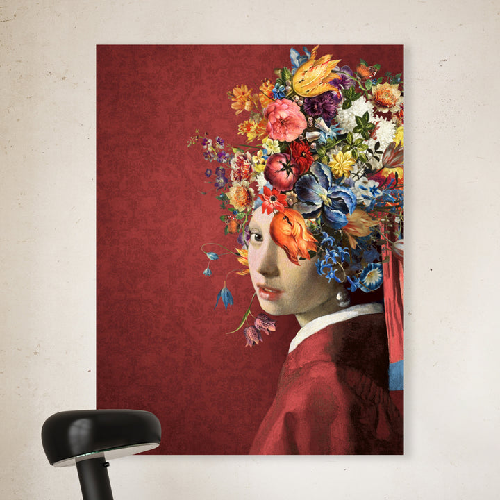 Meisje met de Parel - the Flowers on Red Edition - Marja van den Hurk