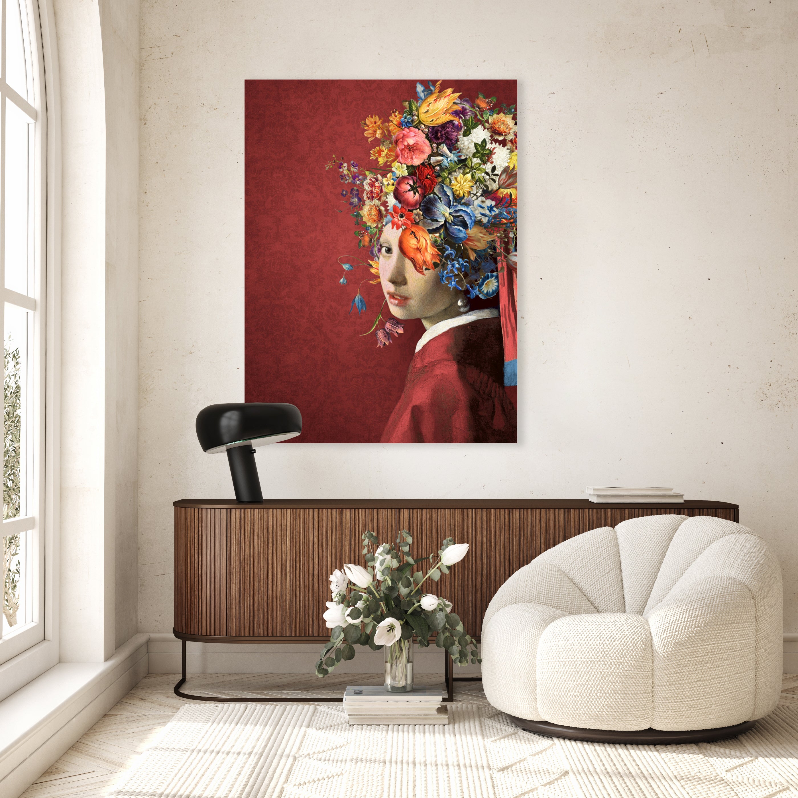 Meisje met de Parel - the Flowers on Red Edition - Marja van den Hurk