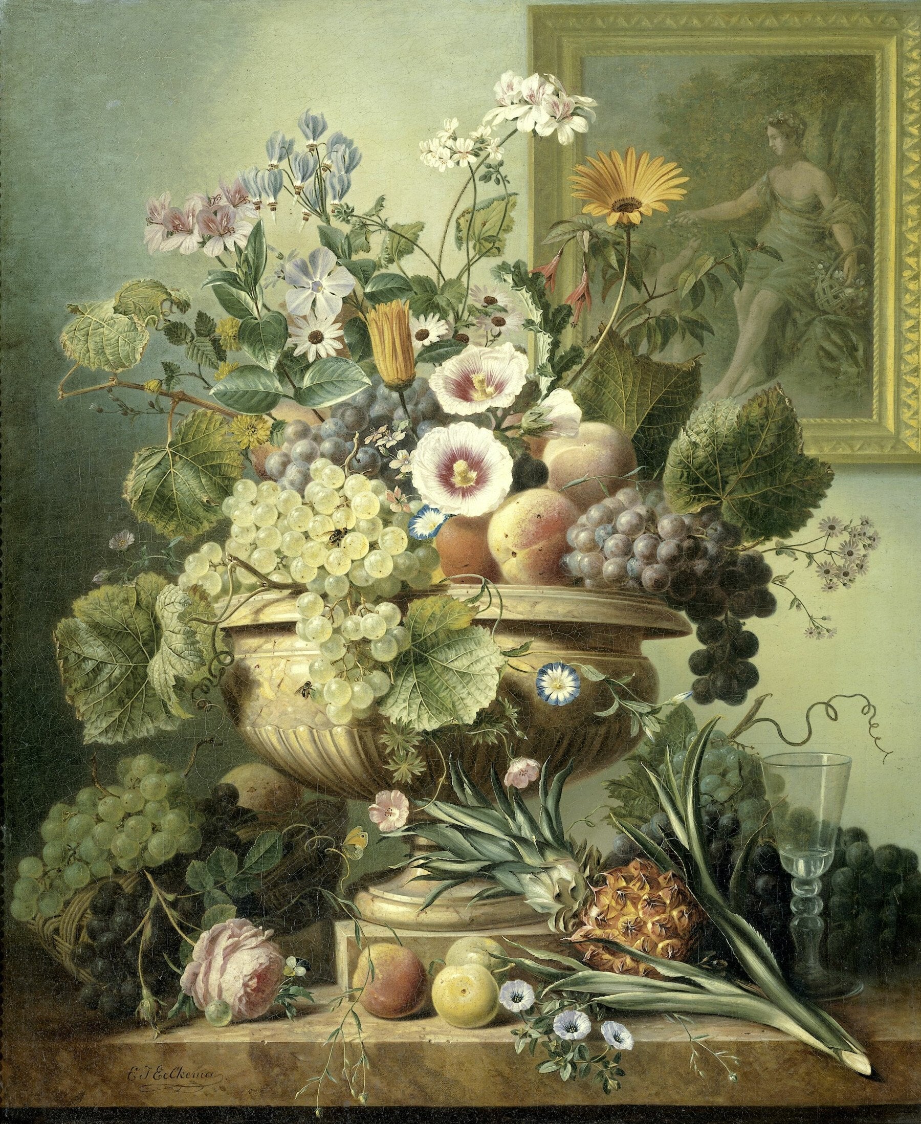 Stilleven met bloemen en vruchten - Eelke Jelles Eelkema