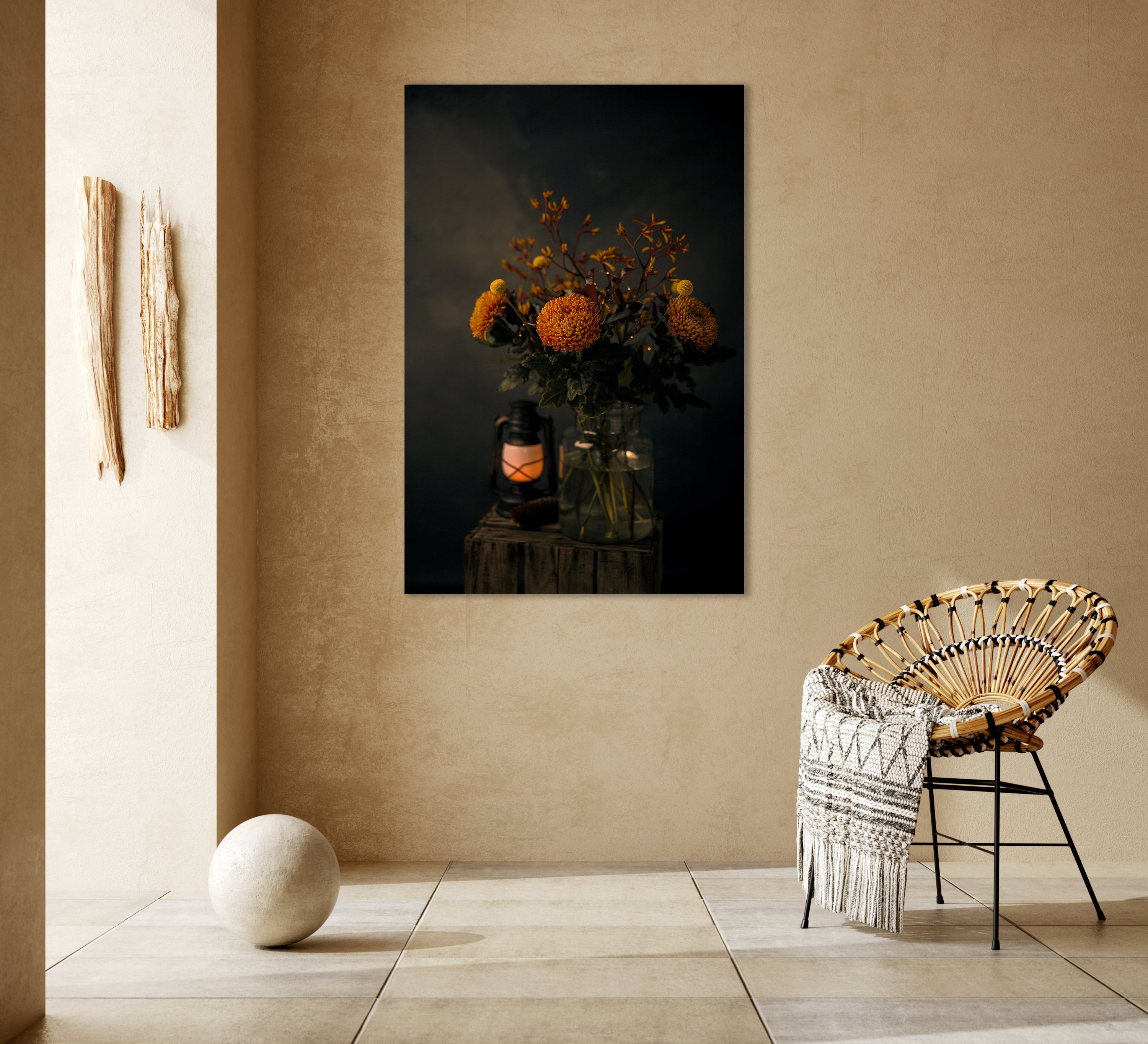 Stilleven met herfstboeket en lantaarn - Mayra Fotografie